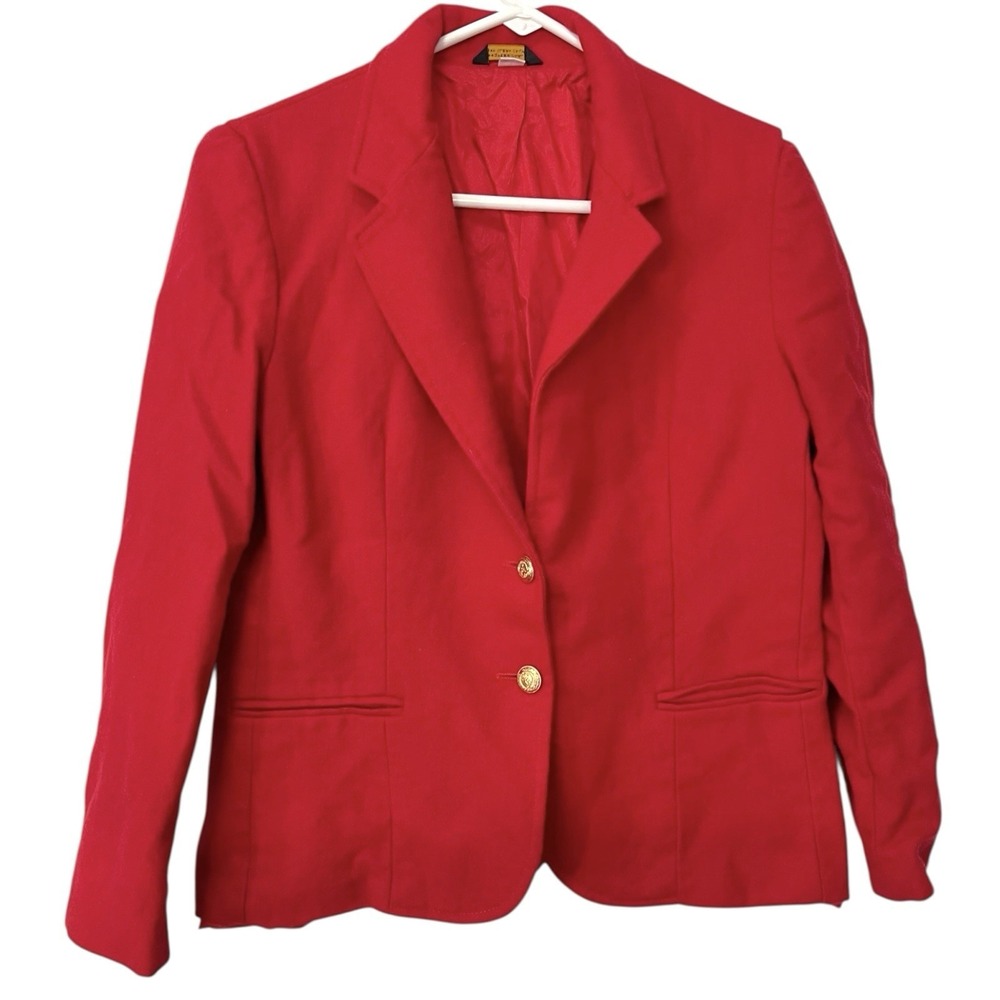 Raphaelo 16 Red Blazer‎ Gold Crest Button Long Sleeve Preppy Regencycore